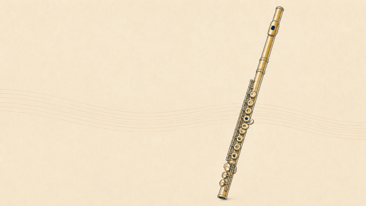 Editorial illustration of a concert flute, the instrument this home-practice guide is about.
