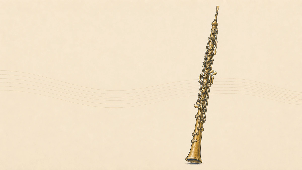 Editorial illustration of an orchestral oboe, the instrument this home-practice guide is about.