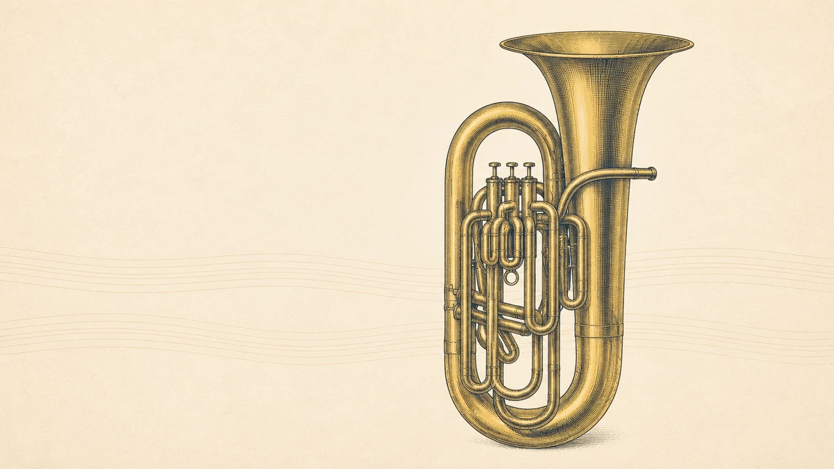 Editorial illustration of an orchestral tuba, the instrument this home-practice guide is about.